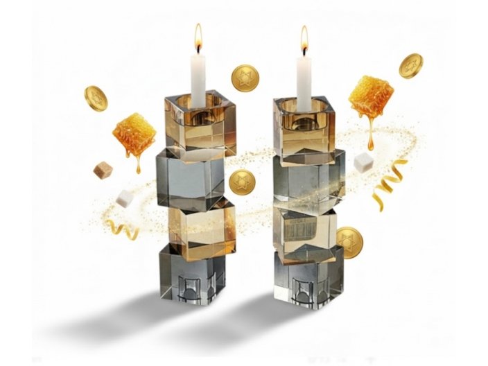 פמוט שבת קריסטל זוג רטרו