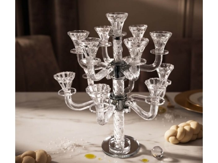 פמוט שבת קריסטל מעוצב איכותי 13 קנים 47 ס"מ