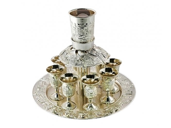 מחלק יין ירושלים מוכסף 8 כוסות