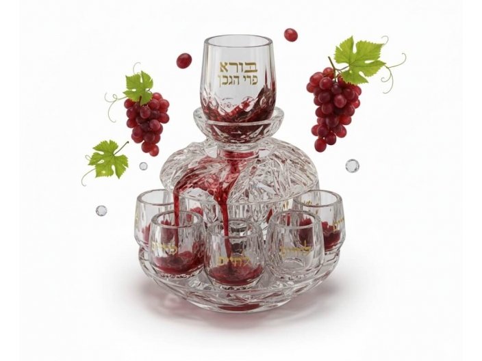 מחלק יין קריסטל 8 כוסיות 22 ס"מ
