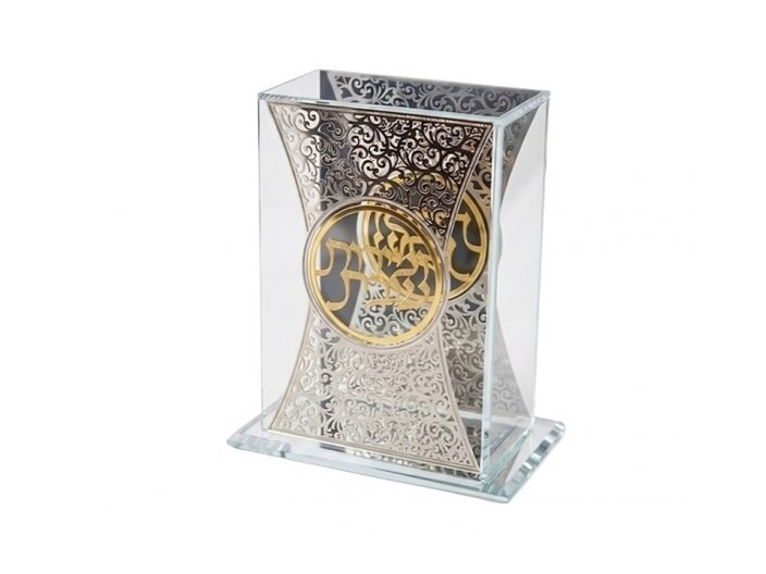 מעמד קריסטל לזמירות שבת עם פלקטה 16x18 ס"מ