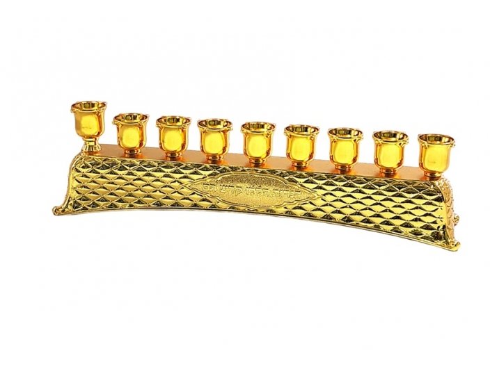 חנוכיה פס “כריות” מוזהבת מידות 8X30 ס"מ