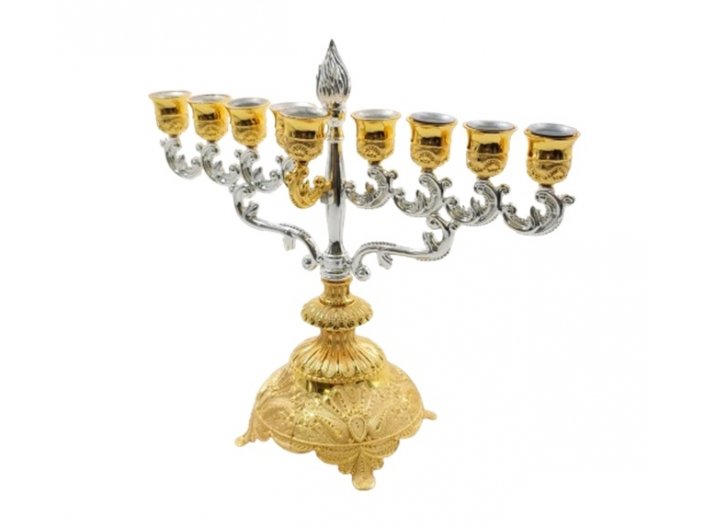 חנוכיה משולבת כסף זהב 29X31 ס”מ סדרת להבה