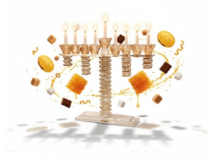 חנוכיית קריסטל 33x36 ס"מ סדרת גולד טופ