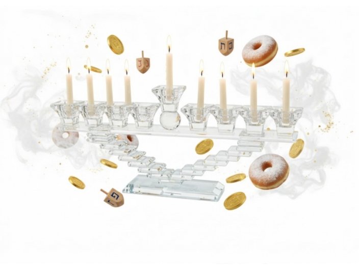 חנוכיה קריסטל מדרגות 16 ס"מ