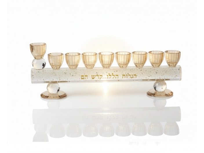 חנוכיה קריסטל גולד 12x33 ס"מ