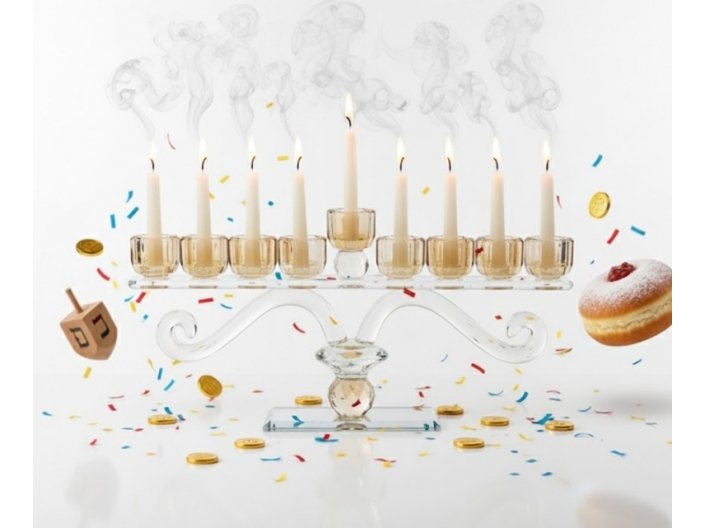 חנוכיה קריסטל 18x36 ס"מ גולד