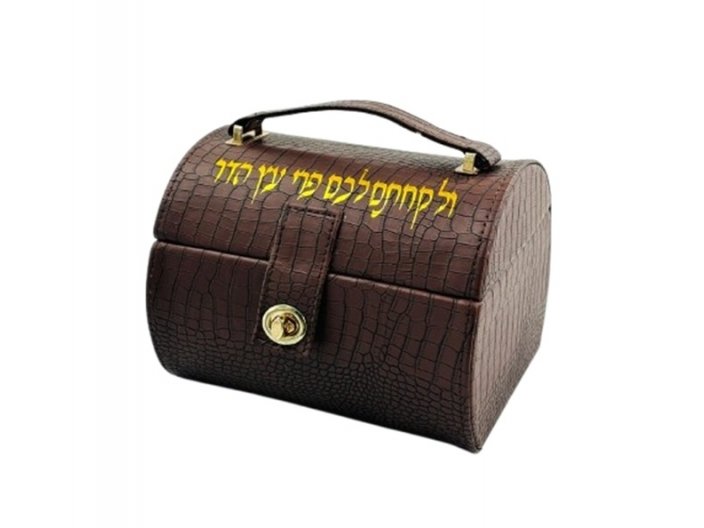 קופסא לאתרוג דמוי עור חום