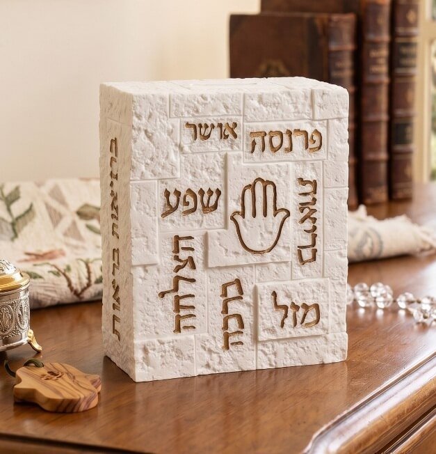 קופת צדקה פולי אבן לבן 11X12 ס"מ