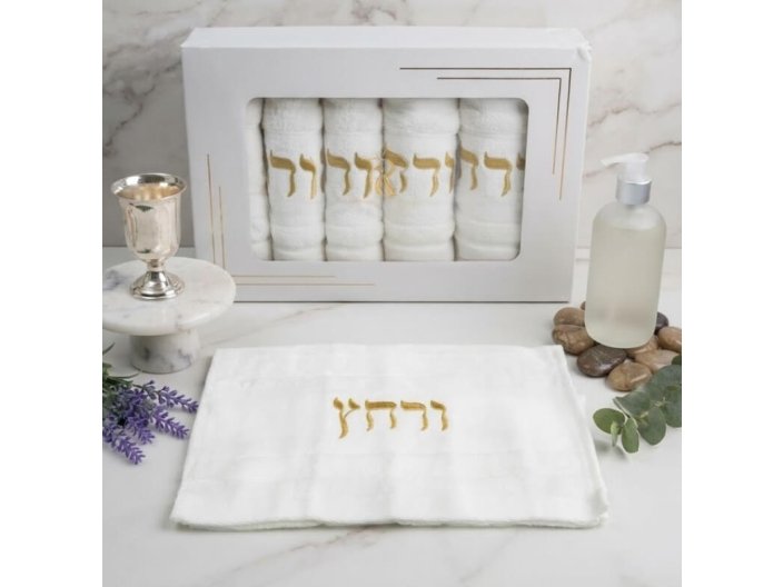 מארז 6 מגבות לנטילת ידיים ורחץ זהב 31x48 ס"מ