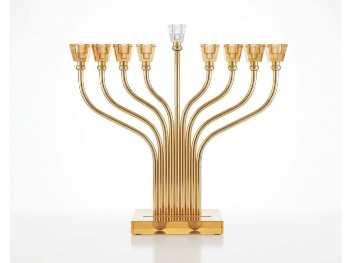 חנוכיה מתכת עם קריסטל 33.5x10x36 ס"מ סדרת Golden Flame