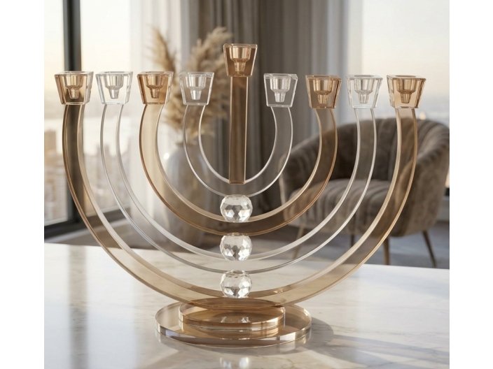 חנוכיה קריסטל 33x27 ס"מ סדרת אמבר