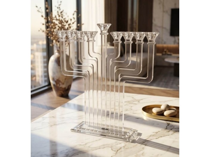 חנוכיה קריסטל 40x44 שקוף קלאסי