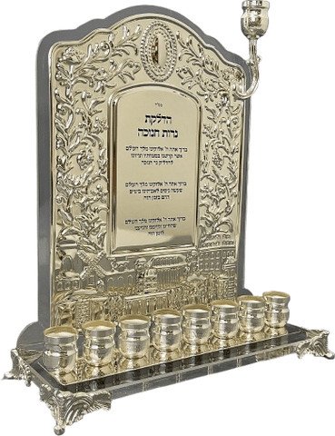 חנוכיה אקריליק גב מוכסף