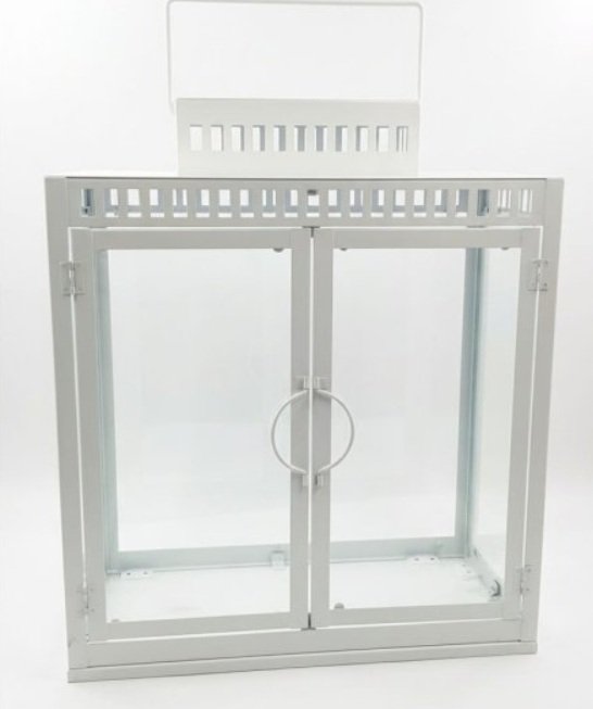 תיבה לחנוכייה לבנה מזכוכית מחוסמת, 40×20×40 ס״מ